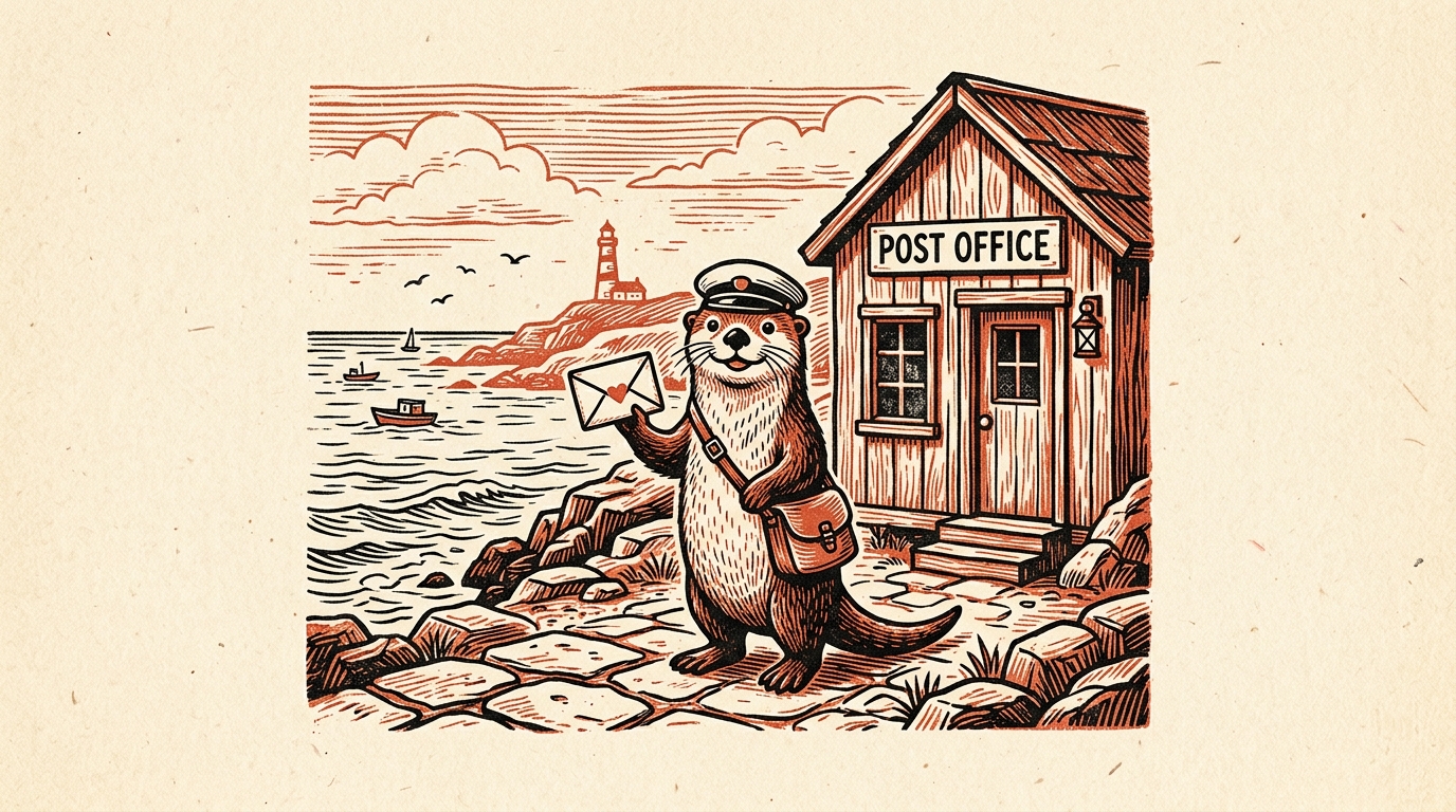 海獭 VPN - Vintage Sea Otter Postman Illustration